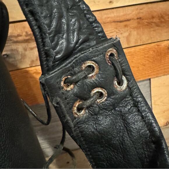 UNIK Premium Leather Motorcycle Zip Side Chaps Black Size S - Unisex - Bikercore - Picture 11 of 13